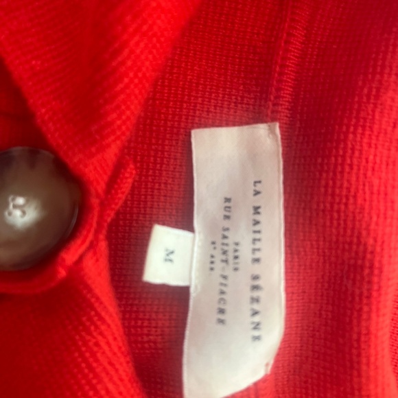 Sezane Betty Cardigan Coral Red - Size M - Picture 3 of 3